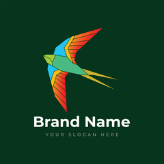 colorful Frigate bird logo for business line art