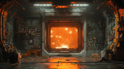 Create a minimalist industrial depiction of a forge