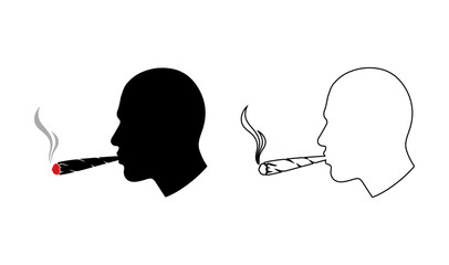 Smoking Head Profile Icon Symbol of Stress or Addiction