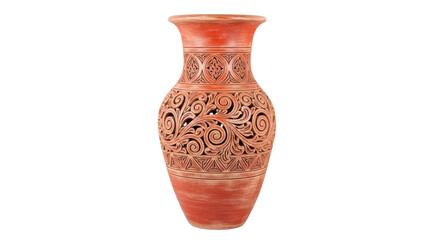 Large decorative floor vase made of terracotta for corner decoration isolated on white background