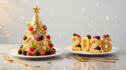 Festive edible gold 2026 and tree dessert