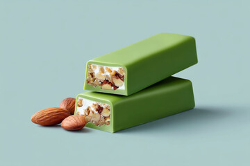 Matcha energy bar looks delicious and nutritious, ready to be devoured