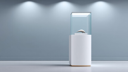 Delicate sculpture displayed with pride on modern pedestal, simple and elegant