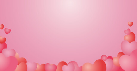 ハートをあしらったバレンタインデーの背景素材。/ Valentine's Day background material dotted with hearts.