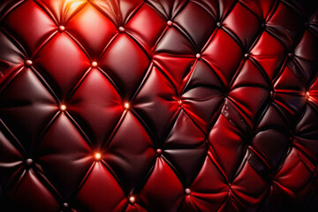 Fototapeta premium Creative Red Quilted Texture with Glowing Golden Sparkles and Luxury Lighting