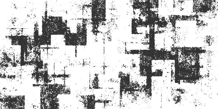 Black and white abstract geometric pattern with grunge texture background