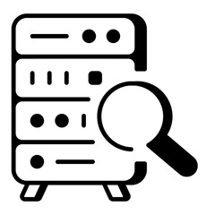 An outline style icon depicting data search