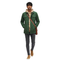 Fototapeta premium Stylish young South Asian man walks wearing modern casual clothing, cutout isolated on transparent background