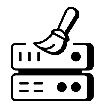 A line style icon showing data cleaning