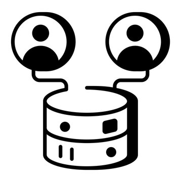 A linear style icon representing profile database