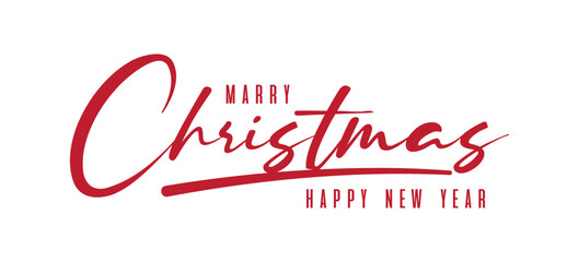 Merry Christmas Typography Hand Lettering Logo on White Background