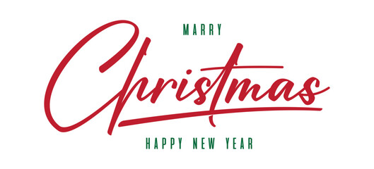 Merry Christmas Typography Hand Lettering Logo on White Background