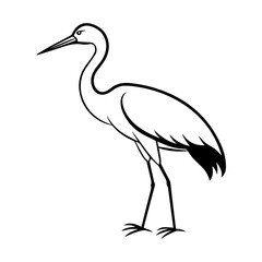 Obraz premium Minimal Heron Bird Line Art Illustration | Elegant Wildlife Vector Design