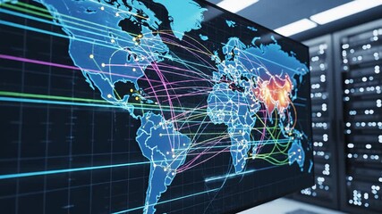 Global network connections on digital map - Powered by Adobe
