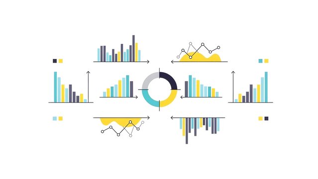 Business Data Visualization Infographic with Colorful Charts and Graphs - Powered by Adobe