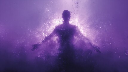 Obraz premium Abstract silhouette of a human figure in purple symbolic representation