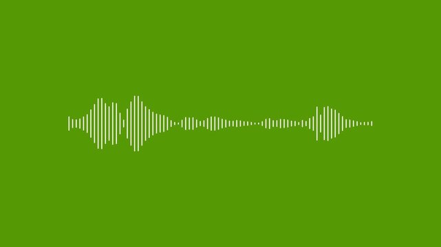 Abstract audio wave visualization voice record animation on green screen background. Sketch of musical soundtrack. Audio waves frequency and spectrum. Sound waves for online audio streaming.
