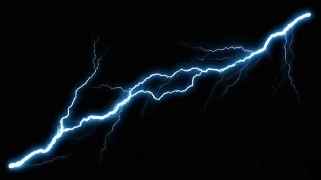 Blue Electrical Plasma Arc Zapping with Lightning Bolt Energy Isolated on Black