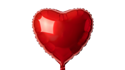 Red heart shaped glossy balloon isolated on transparent background perfect for romantic occasions