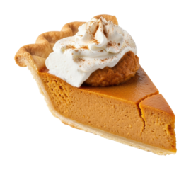 Delicious pumpkin pie slice cozy kitchen food autumn vibe isolated on transparent background