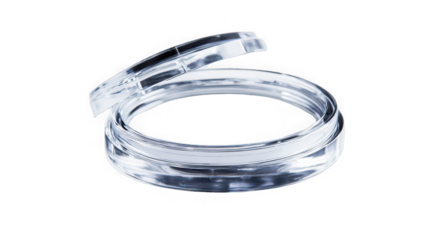 Empty Transparent Plastic Makeup Compact Case with Open Lid Isolated on White Background