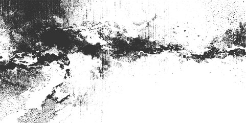 Dark textured grunge overlay with scattered dots and streaks on white background black