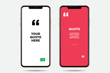 Editable vector mockup of two smartphone screens showing clean, modern user interface designs for motivational quotes or testimonial text posts.