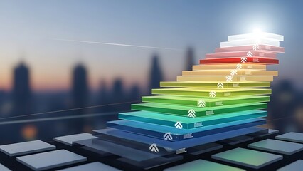 Energy efficiency and growth on cityscape background