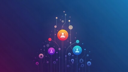 Growing network of connected user icons