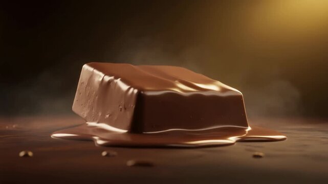 Melting Cocoa Butter Chocolate Bar with Realistic Texture and Lighting