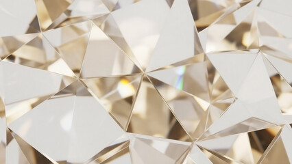 ゴールドとホワイトのクリスタル調 抽象背景、宝石のようなテクスチャ