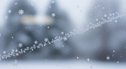 Winter Snowfall with Delicate Snowflakes Dancing in the Air.