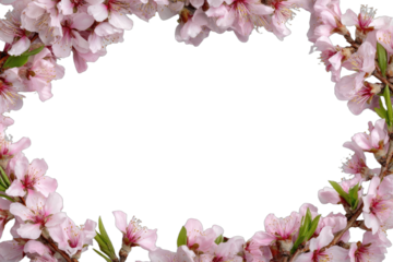 Delicate pink blossoms frame a dark void, hinting at nature's soft elegance