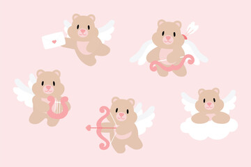 Valentine cupid bear with bow and arrows