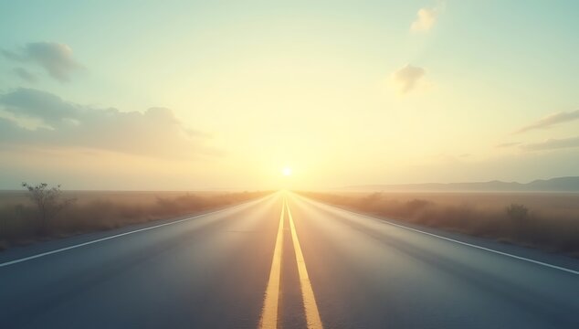 Minimal road splitting into two directions under soft light, symbolizing life choices and decision making
