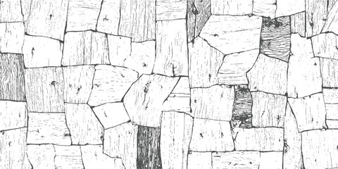 Naklejka premium Black and white of a rustic wooden plank wall texture background