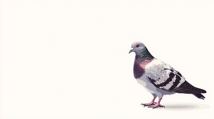 Obraz premium Isolated pigeon against white background bird standing looking to the side