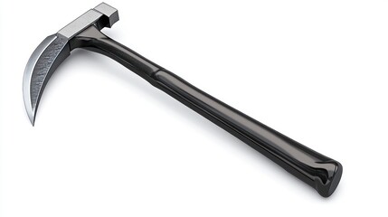 Metallic hammer and blade tool on white background for construction or repair