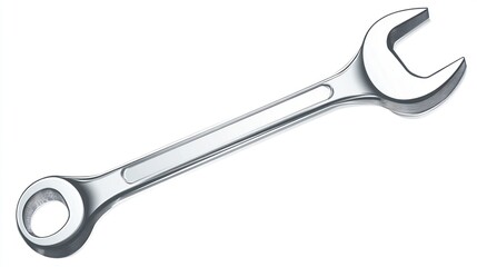 Obraz premium Metallic wrench tool isolated on white background for construction and repair