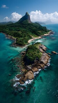 Pemandangan pulau yang hijaubdan hamparan laut luas