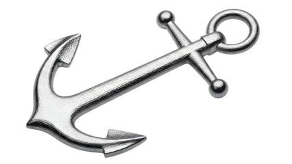 Silver anchor with ring isolated on a transparent background metal nautical 1 hook