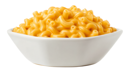 Pasta Macaroni and Cheese in a White Bowl Isolated on white background