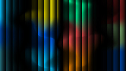 Abstract Dark Gradient Background with Vertical Light Stripes and Soft Glow in Multicolor Neon Tones. 