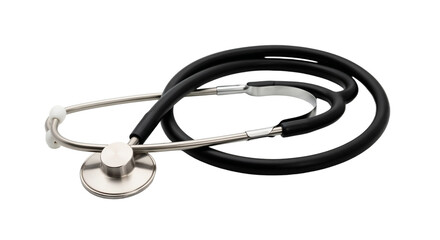 Stethoscope resting on a flat surface showing medical equipment used for health checks