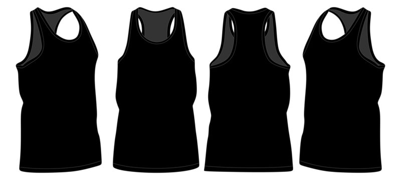 Men's sleeveless t-shirt Mockup Template Vector
