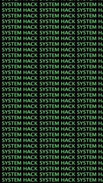 System hacked alert with digital binary code background. Cyber Security Concepts Animated "System Hacked" With Green Binary text.