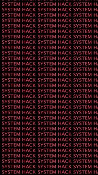 System hacked alert with digital binary code background. Cyber Security Concepts Animated "System Hacked" With Green Binary text.
