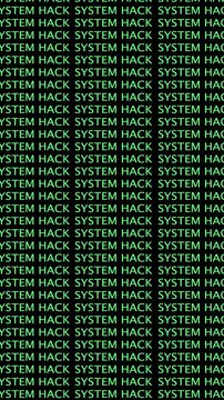 System hacked alert with digital binary code background. Cyber Security Concepts Animated "System Hacked" With Green Binary text.