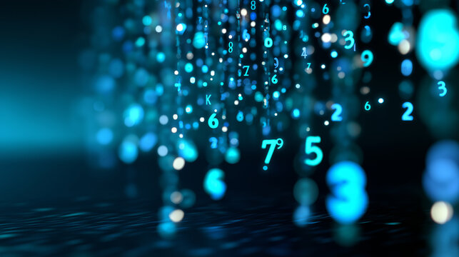 Abstract digital background with glowing binary code representing data and technology.
 - Powered by Adobe