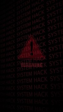 System hacked alert with digital binary code background. Cyber Security Concepts Animated "System Hacked" With Green Binary text.